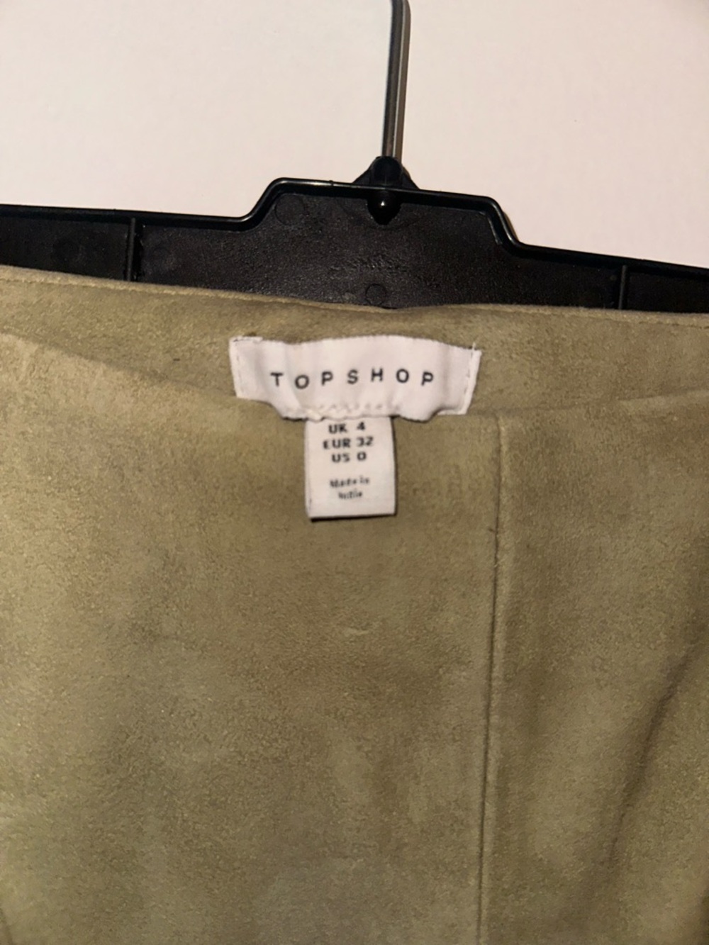 Topshop Olive Green Suede-Effect Mini Skirt